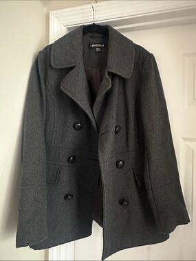 Madison Dark Gray Double-Breasted Peacoat